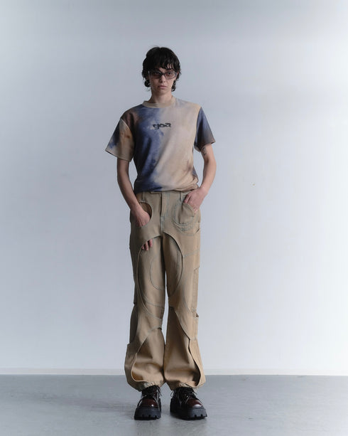 CIRCLE CUT-OUT PANTS -RUSTED BEIGE-